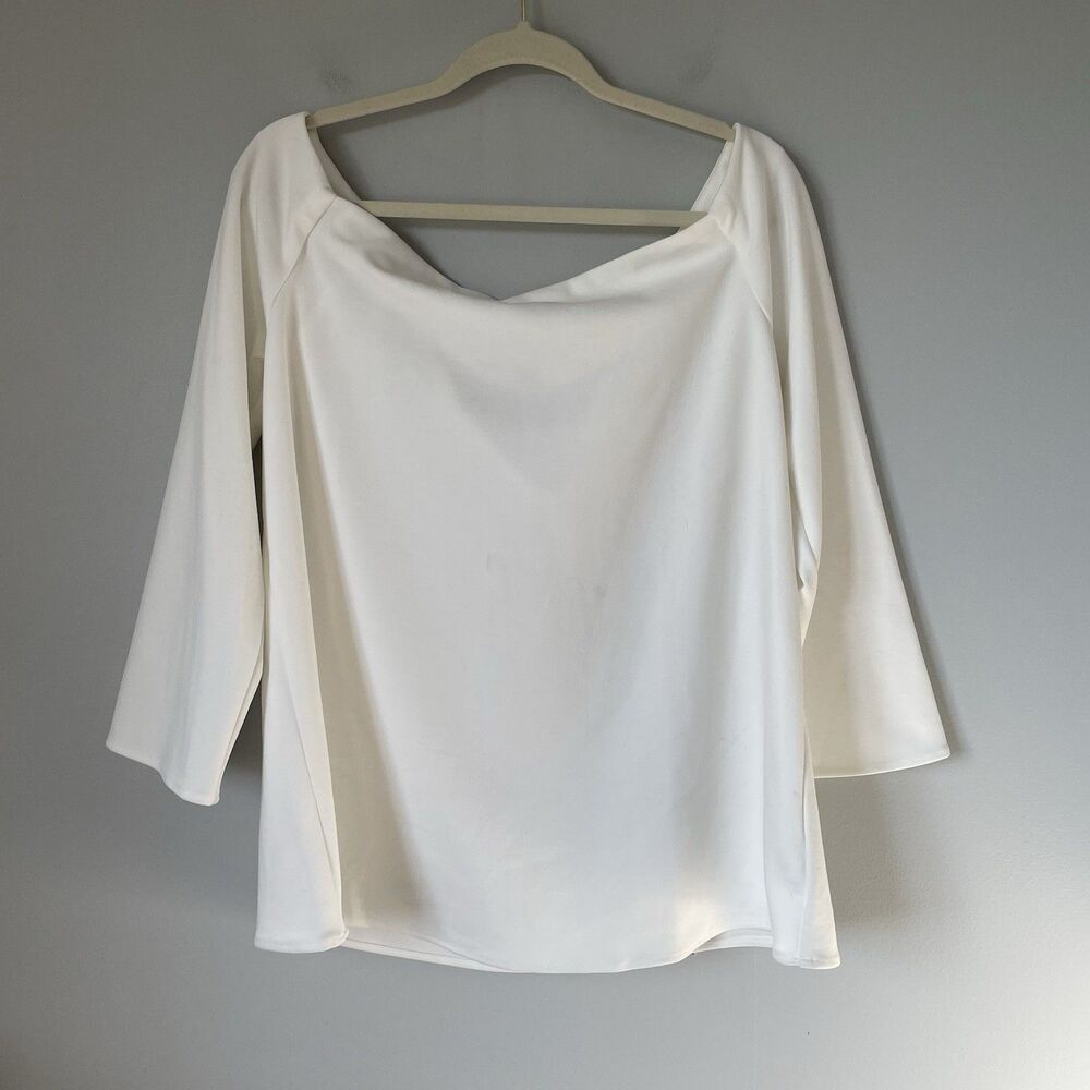 Tuckernuck White Miranda Off The Shoulder Blouse Top 3/4 Sleeve Women's Size XL - Picture 1 of 12